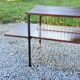 Table basse à abattants des années 60 en métal noir et doré, plateaux en placage palissandre