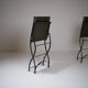Foldable chair in wrought iron and leather. c. 1950