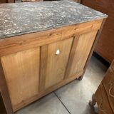 Art Deco chest of drawers in black marble and stripped solid oak