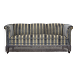1960s, Danish 3-seater sofa, blue/beige furniture velour, beech wood legs.