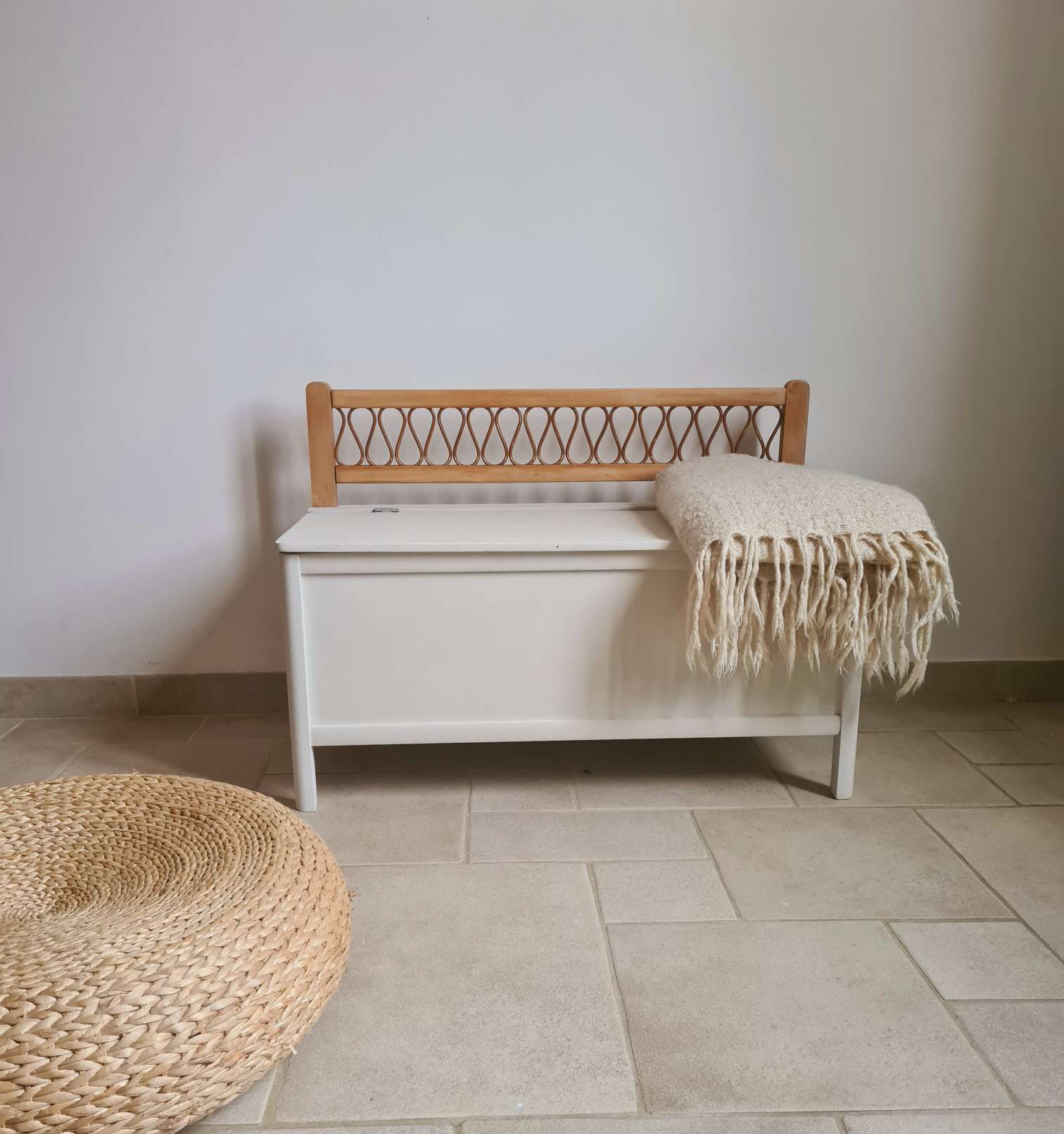 Old wooden and rattan chest