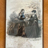 Old engraving titled Fashions of Paris framed