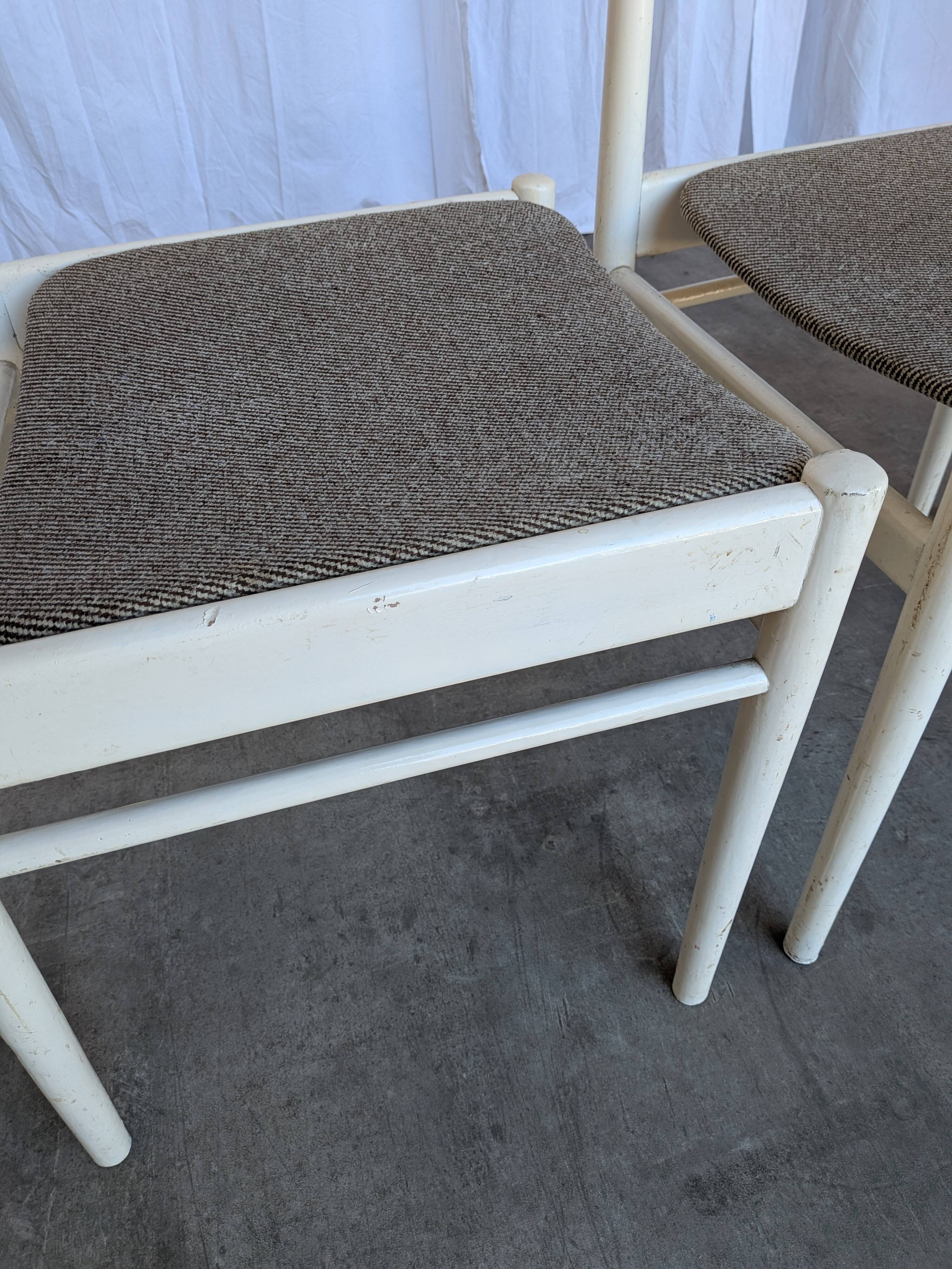 Set of 3 vintage stol kamnik white wooden chair: 1970s scandinavian design