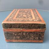 Old box in chiseled and carved brass