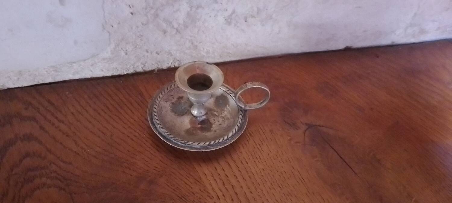 Mini silver metal candle holder