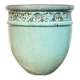 Old Flower Pot Ceramic Terracotta Glazed Varnished Blue Planter