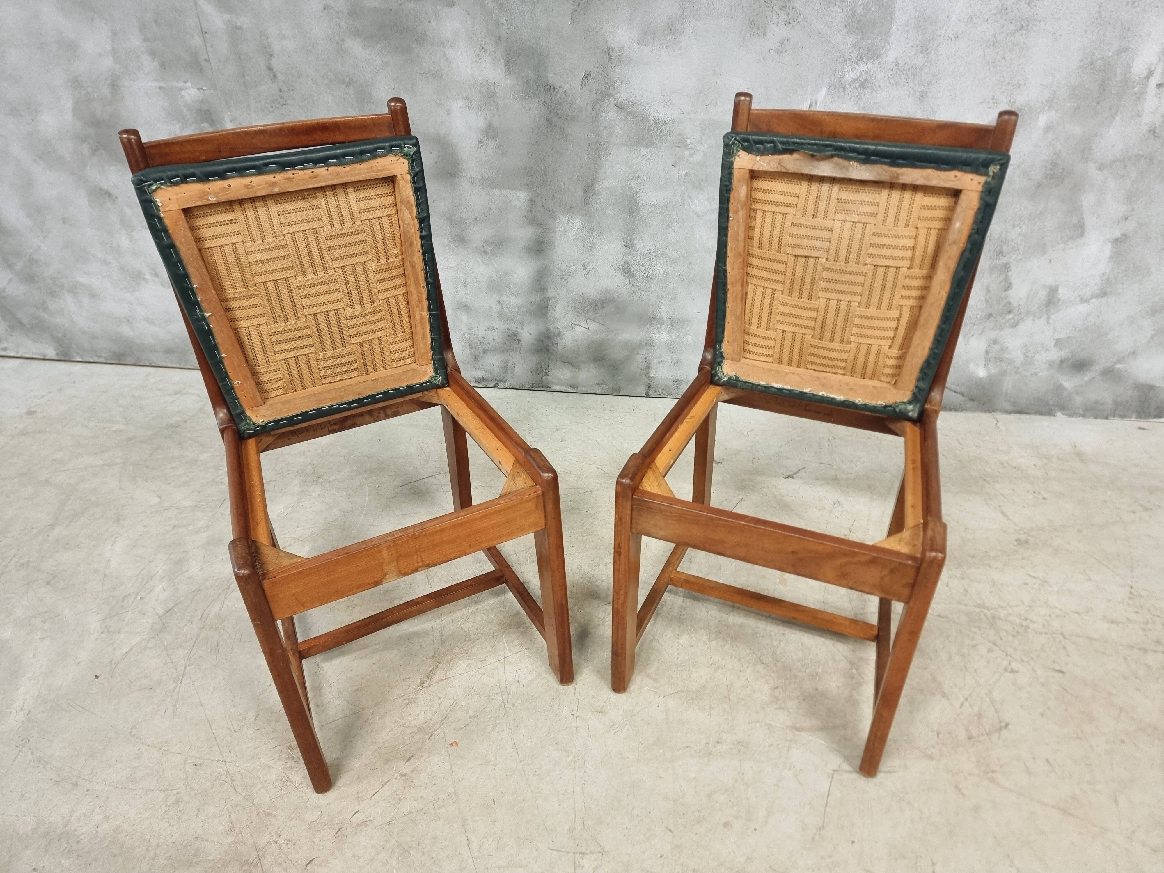 Two Bas van Pelt designer dining chairs in walnut, 1930s