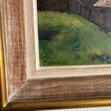 Oil on wood, Village of the Vosges - Georges GONTHIER (1886-1969)