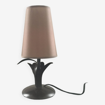 Metal and silk palm lamp