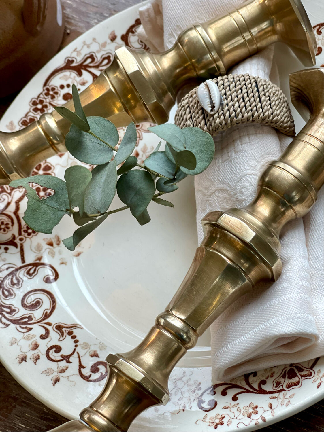 Pair of brass candle holders