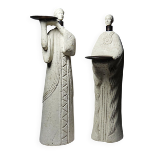 Paire de bougeoirs ''prêtresses - africain