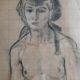 Study of a female nude in charcoal and sanguine, first half of the 20th century