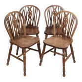 Set of 4 Windsor chairs in dark oak