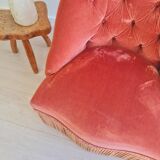 Pink toad armchair with fringes