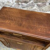 small Art Deco Parisian mid-century vintage 1950 oak sideboard with backsplash