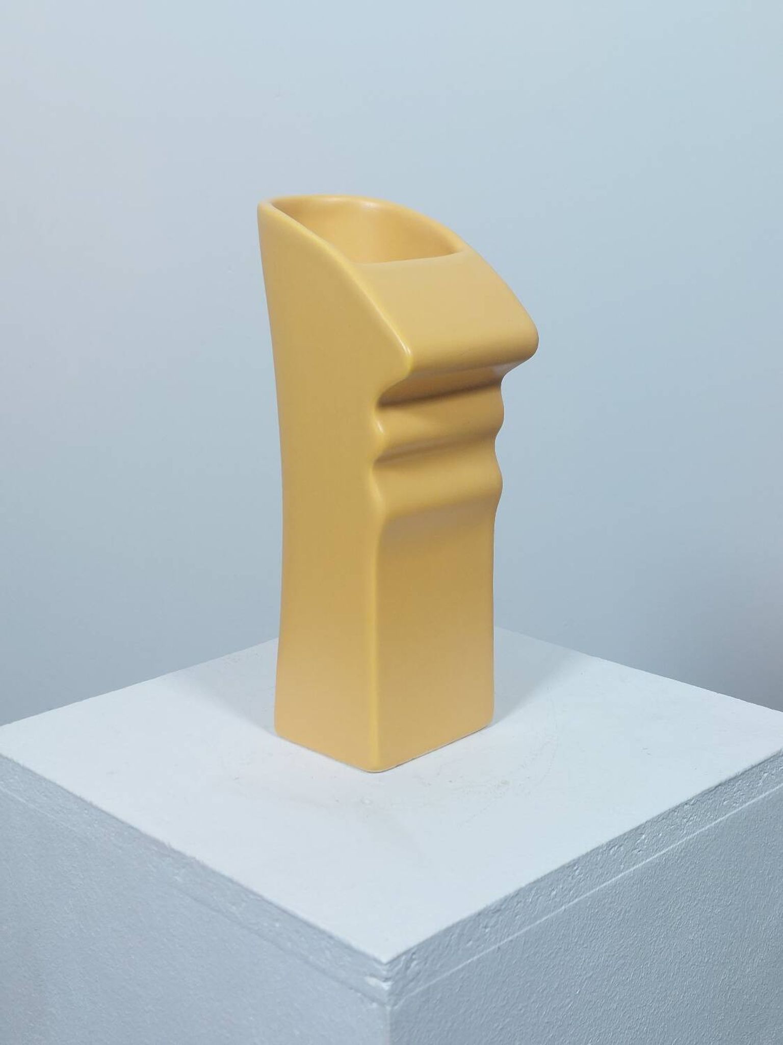 Three yellow vases in Memphis style by ASA Germany.