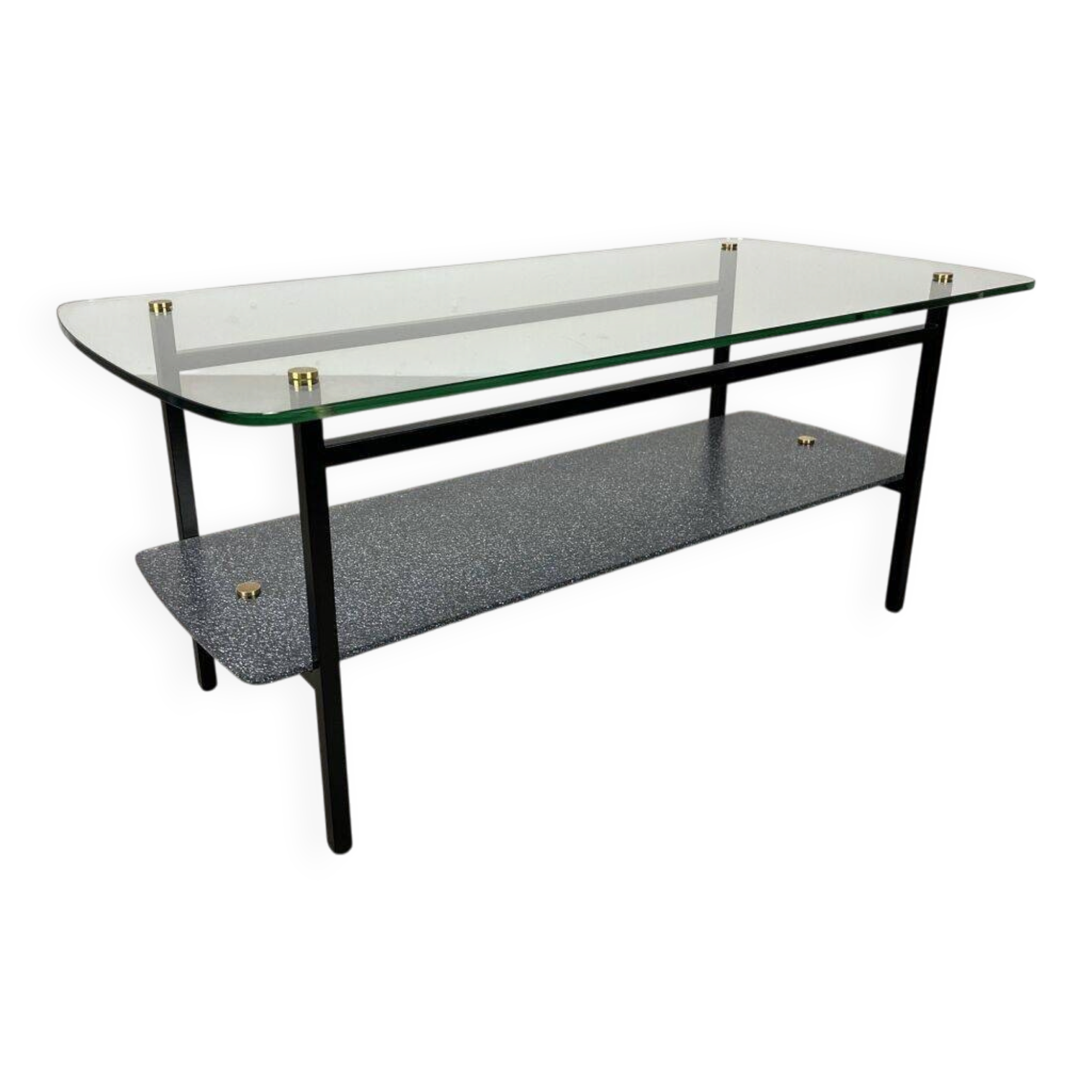 1950s coffee table in metal and glass