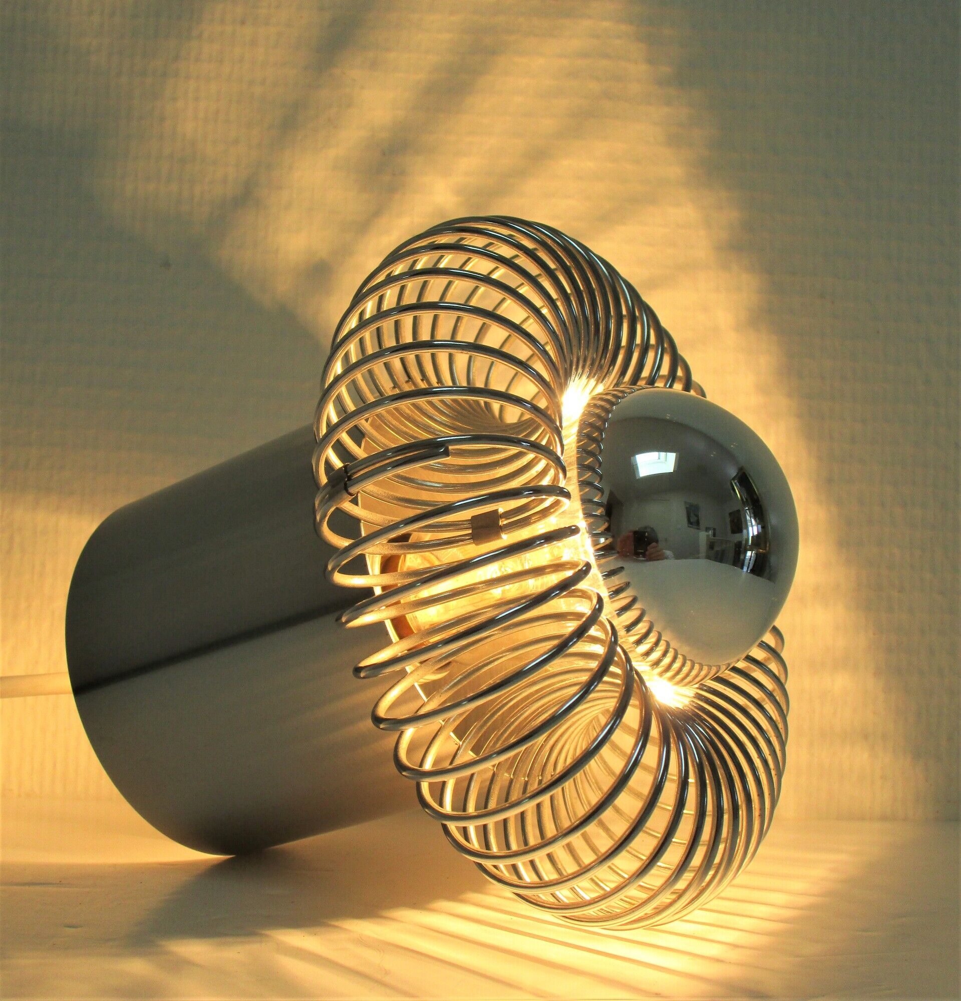 Philippe Rogier stainless steel pendant lamp for Oxar design gallery 70s