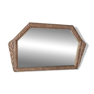 Art Deco hexagonal wooden mirror