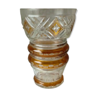 Bohemian crystal vase crystal size yellow color