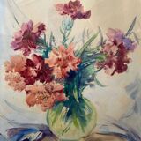 Watercolor painting "Bouquet of flowers" signed Lehuchée