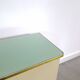 Vintage green DDR cabinet, model Libelle with glass top, slanted legs.
