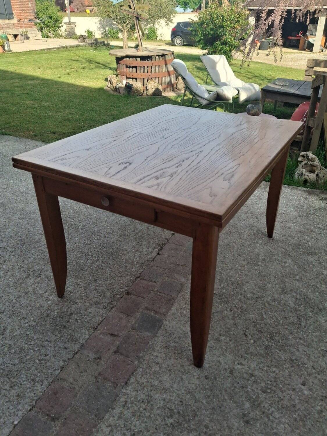 Extendable table in solid oak - French Reconstruction style 1950