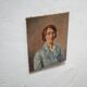 Portrait painting, Painting on old canvas signed Raymond Casez