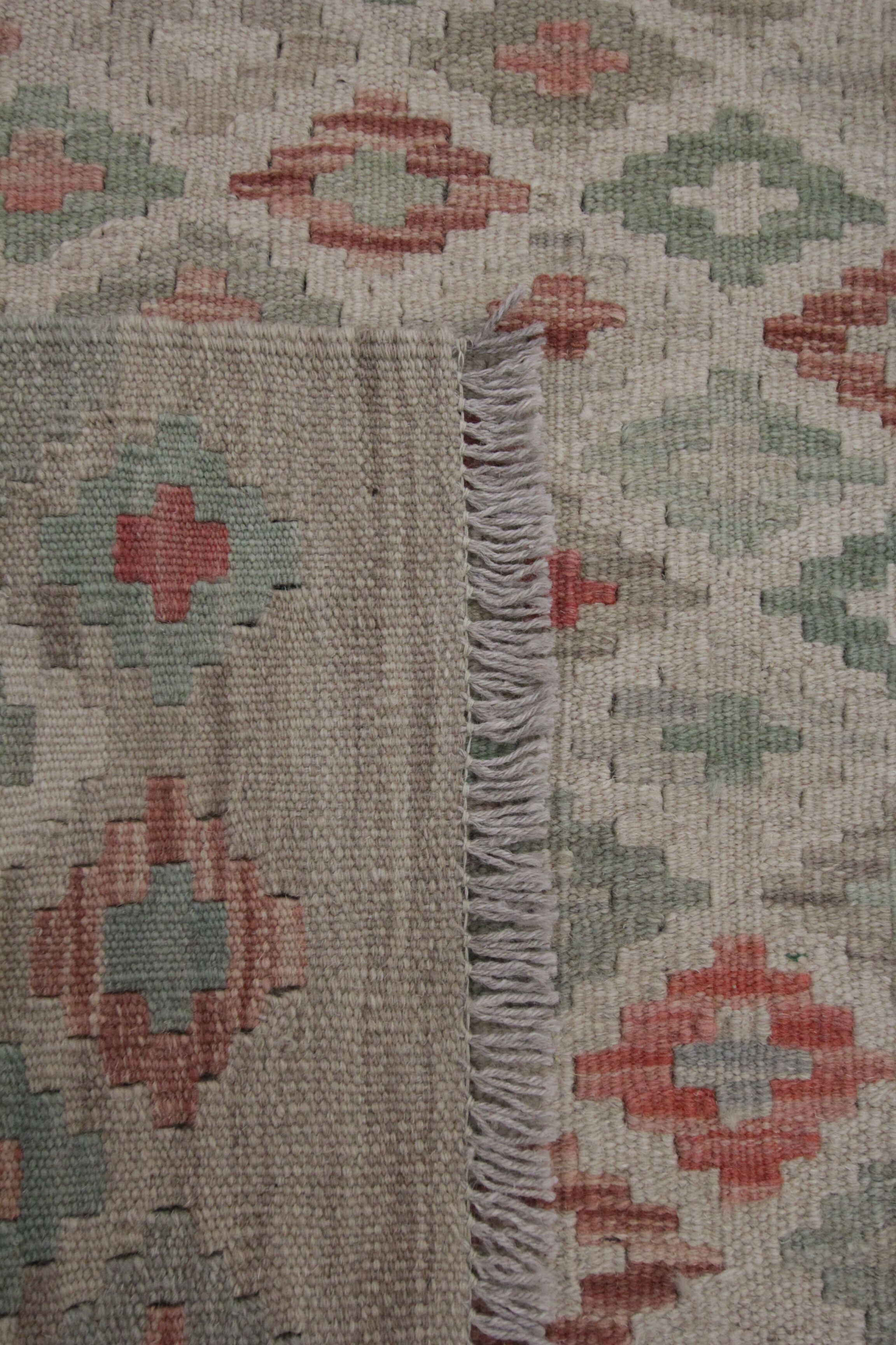 Geometric Handwoven Oriental Wool Kilim Traditional New Flatwoven Wool Area Rug 168x193cm