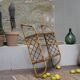 Etagère murale vintage en bois et rotin