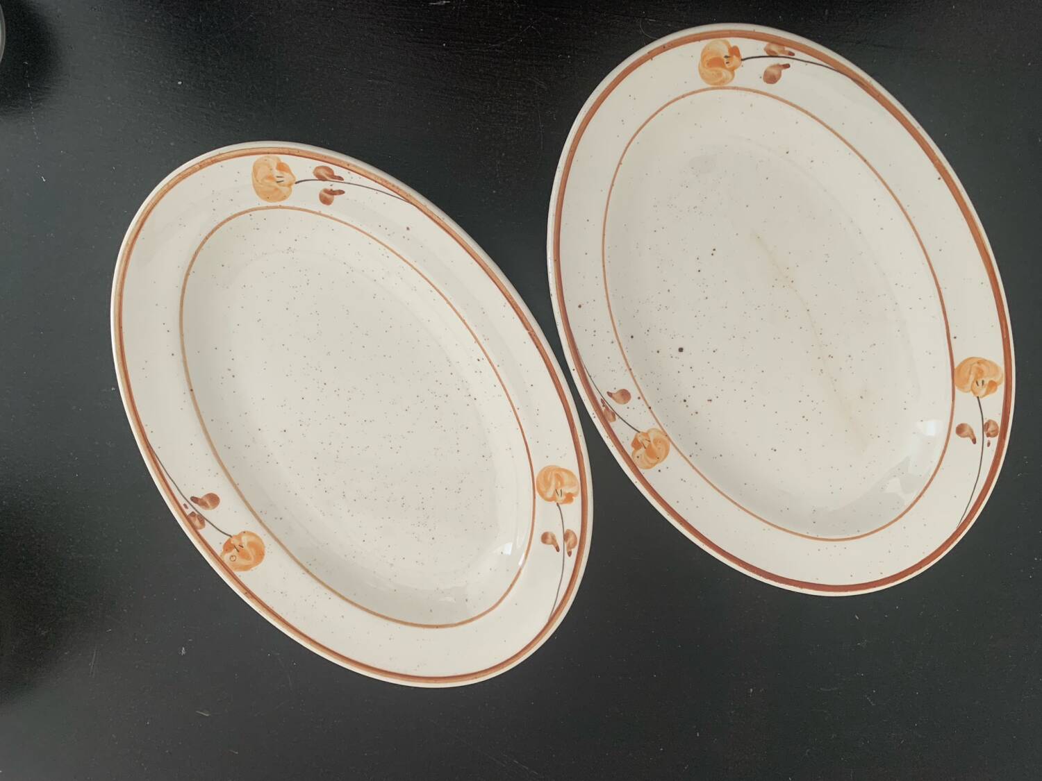 Hand-painted Gien earthenware serving dishes