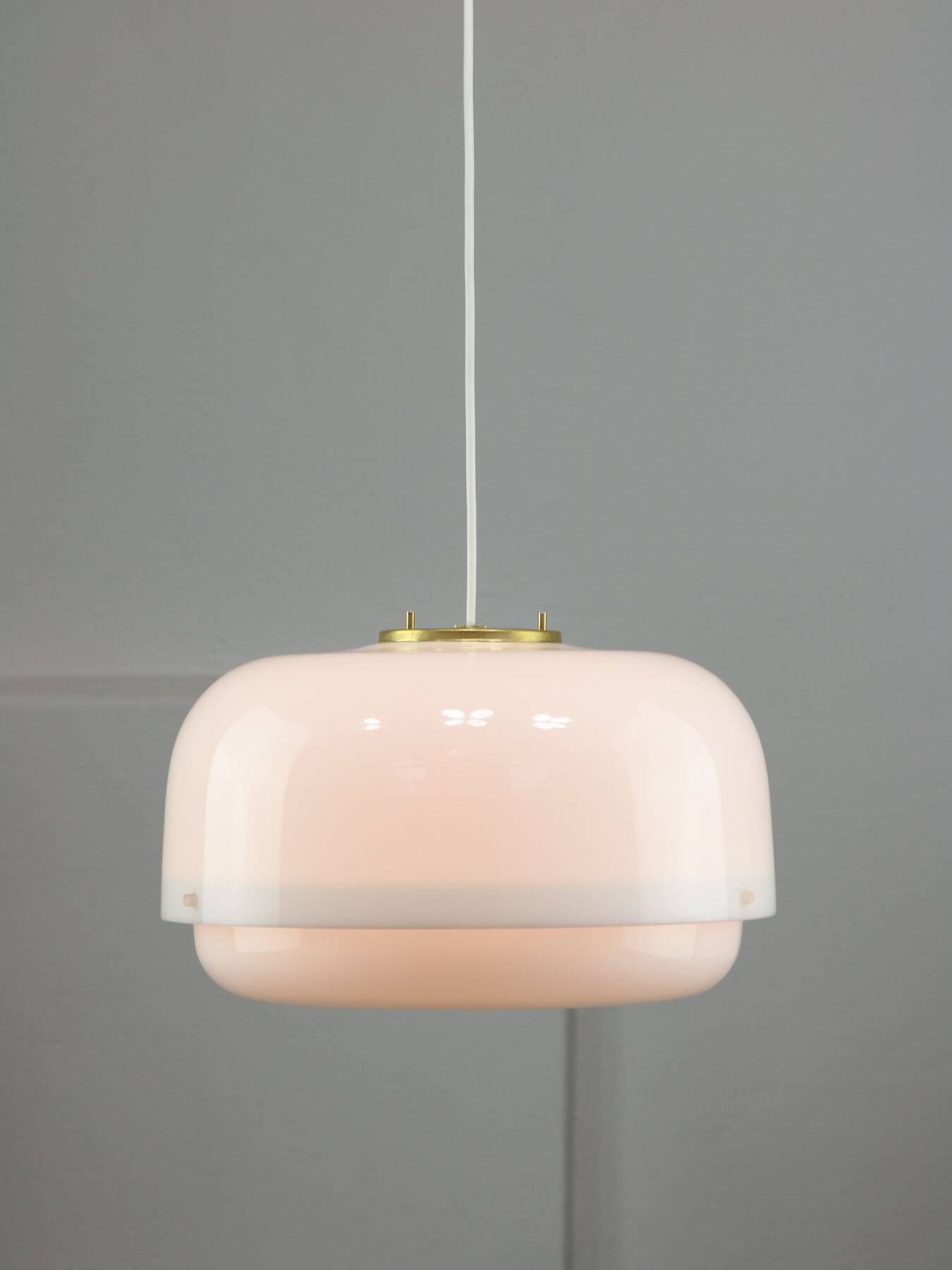 Italian White Medusa Pendant Brass Edition by Luigi Massoni for Guzzini, 1970s