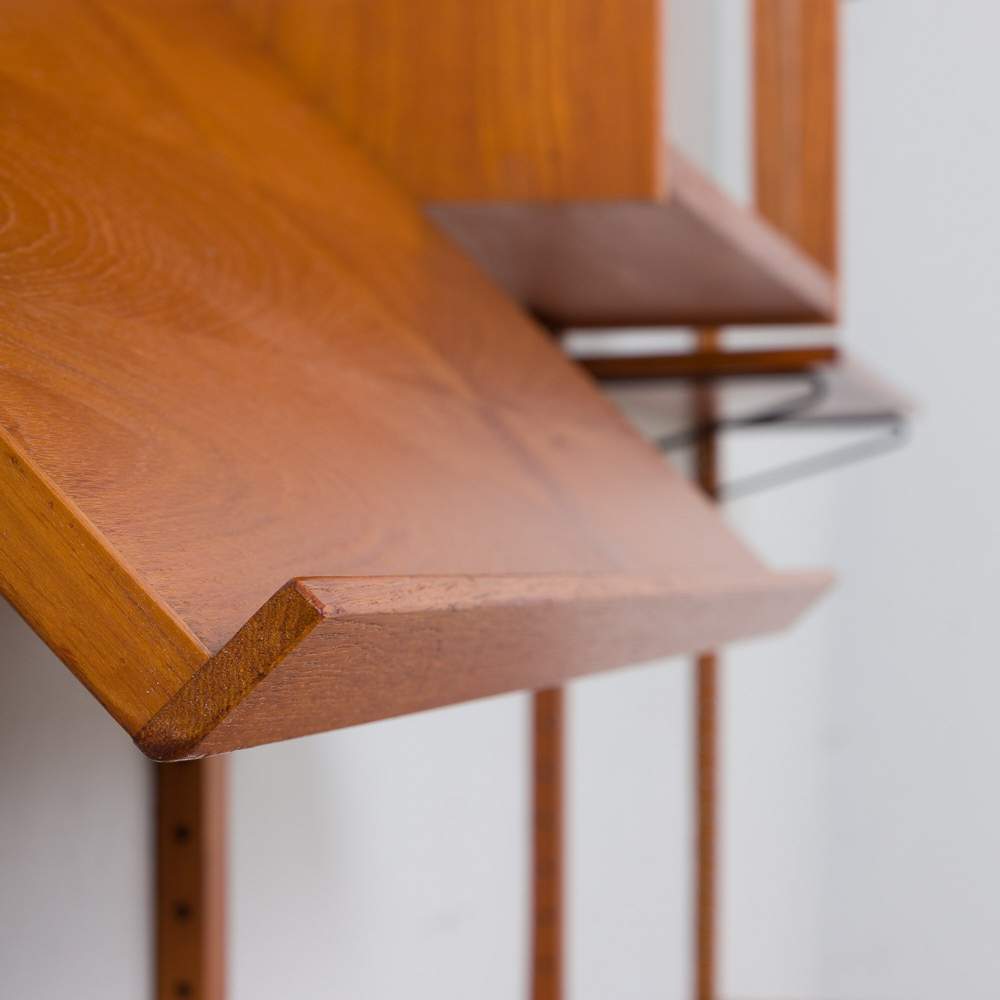 Danish mid century teak wall unit with magazine shelf and glass cabinet 1960/70s