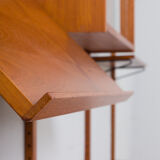 Danish mid century teak wall unit with magazine shelf and glass cabinet 1960/70s