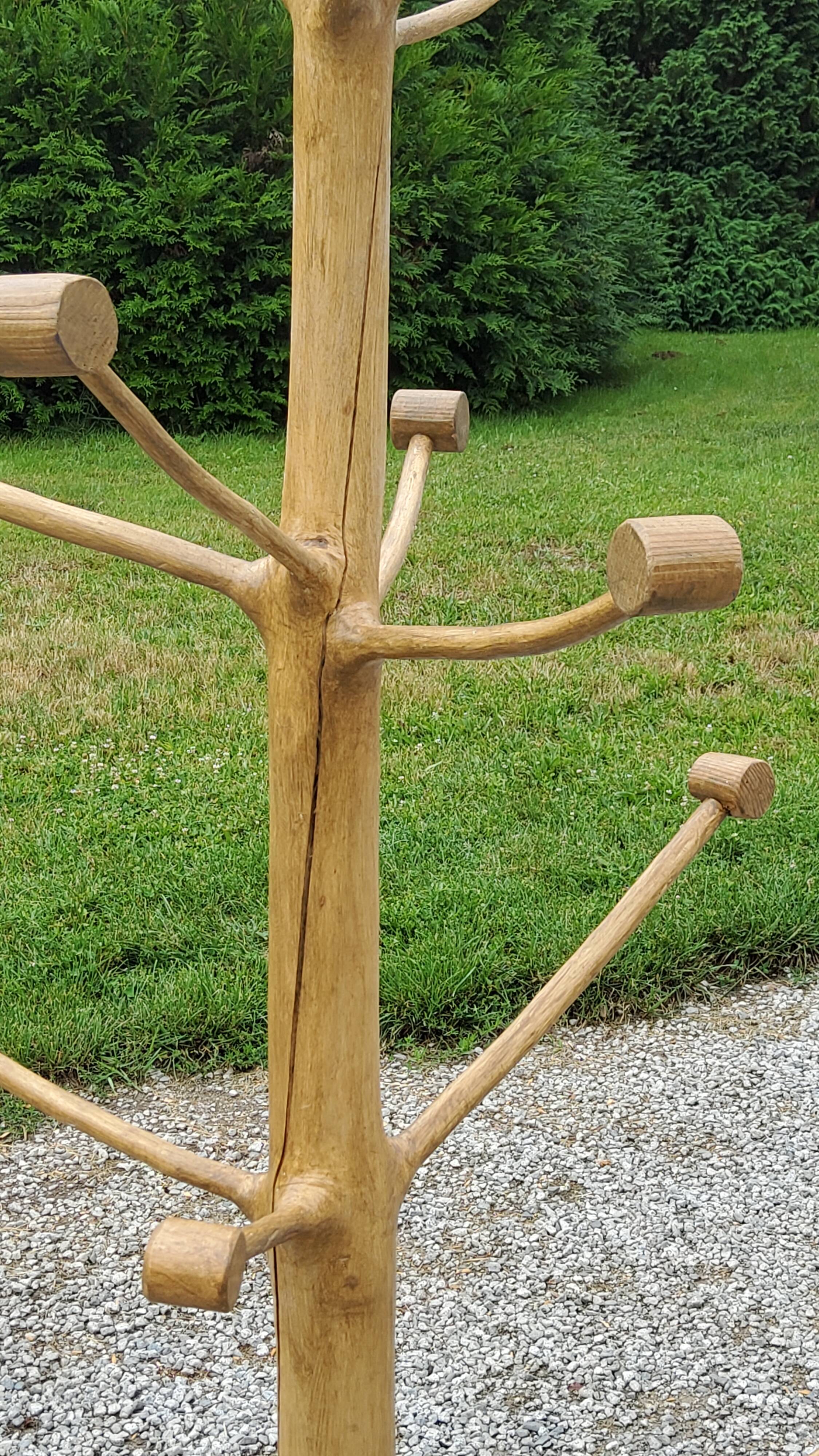 Brutalist coat rack on boxwood stand