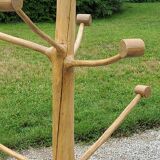 Brutalist coat rack on boxwood stand