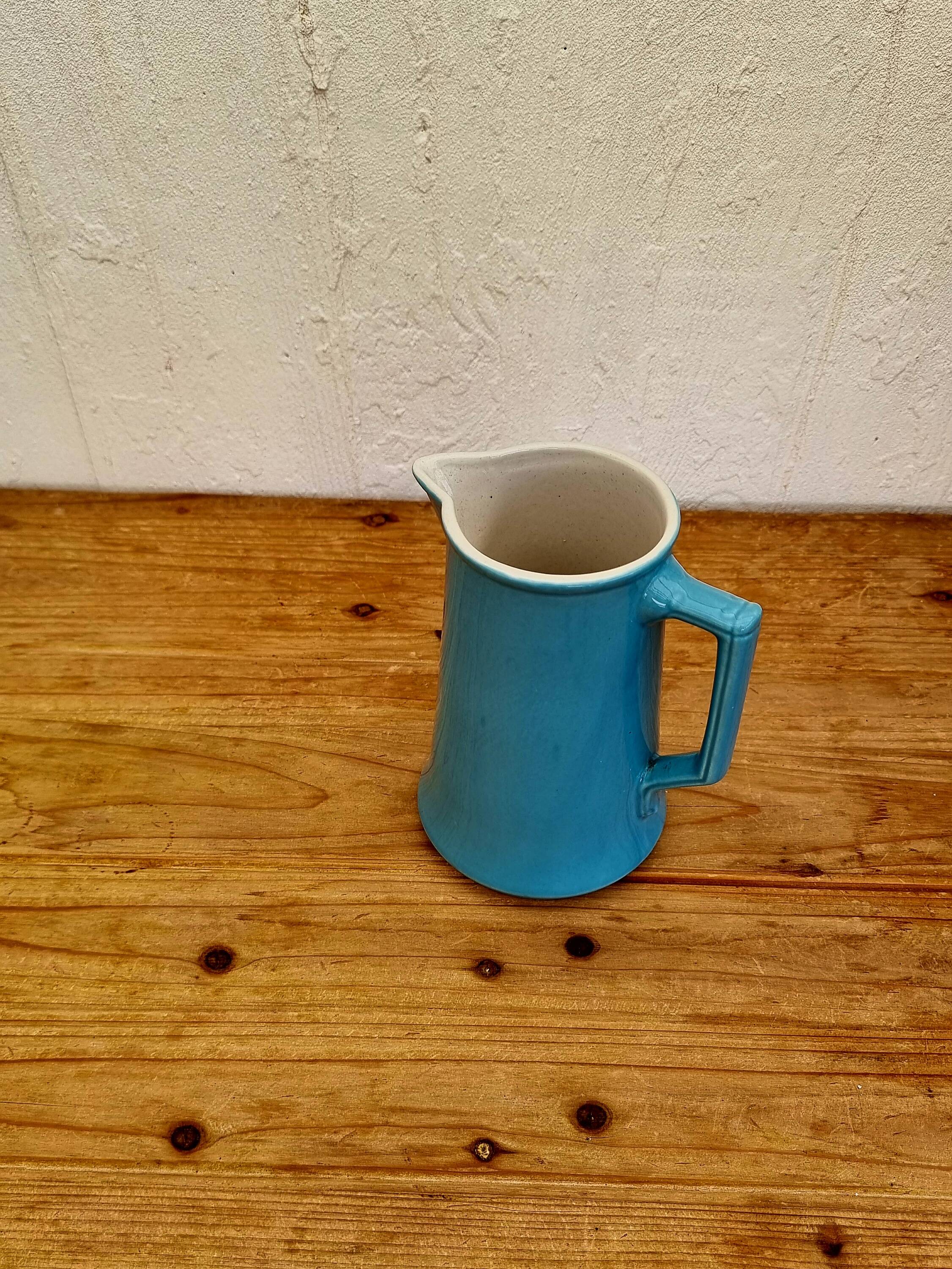 Vintage blue ceramic pitcher