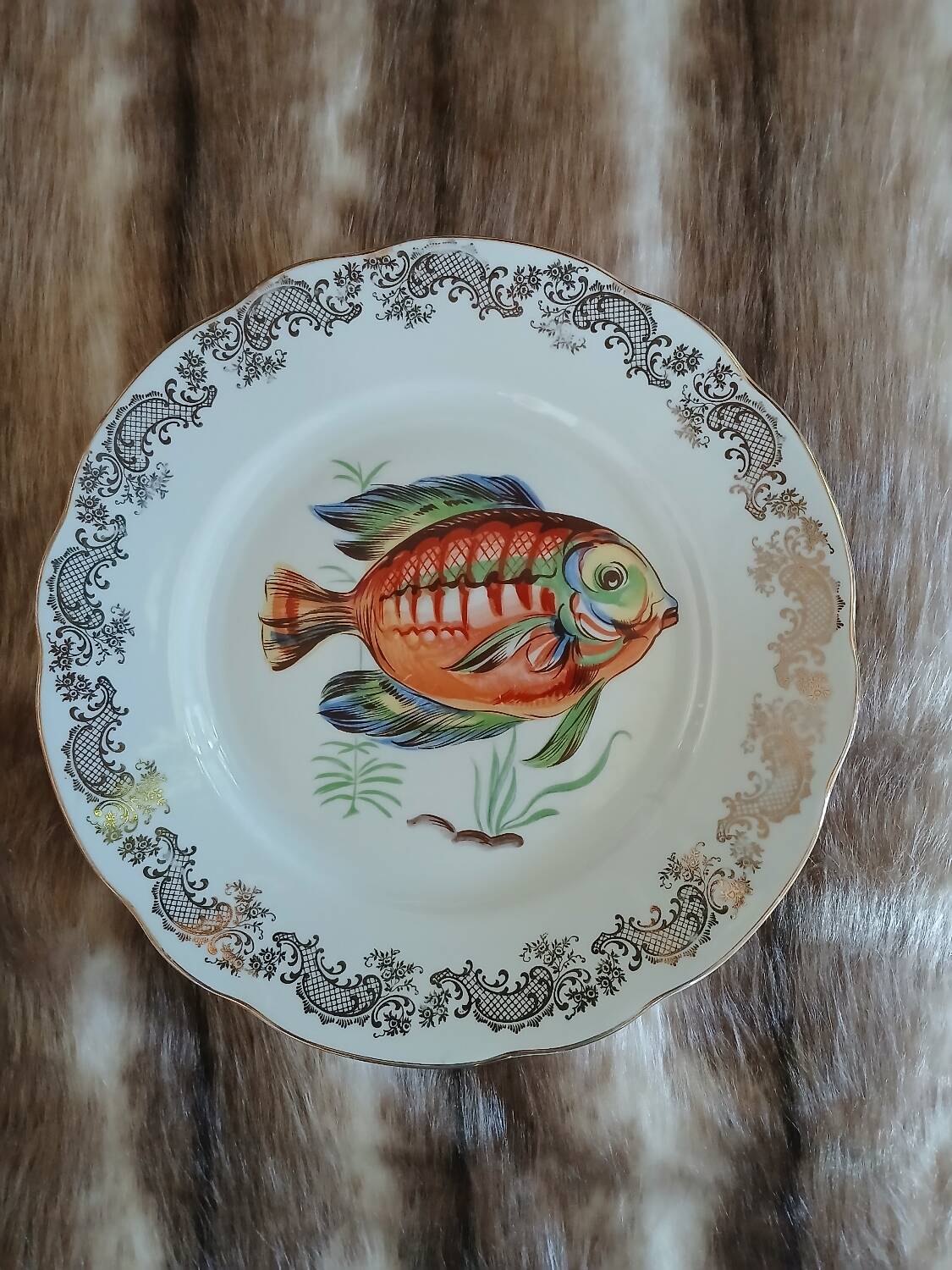 12 antique "Royal" dinner plates + 1 dish
