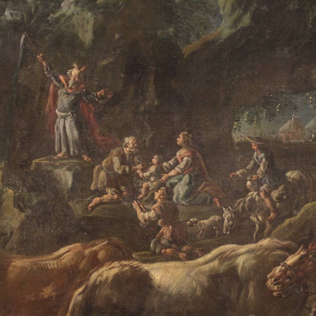 Great painting from the 18th century, Moses Striking the Rock