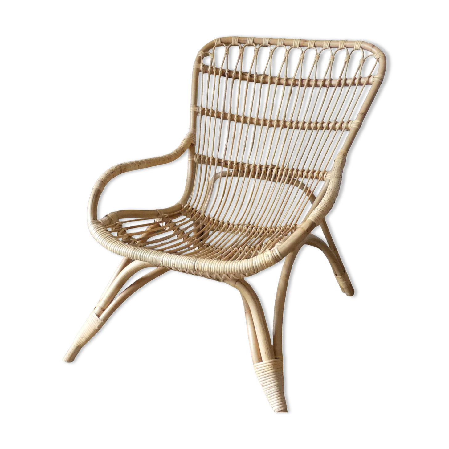 Natural rattan armchair