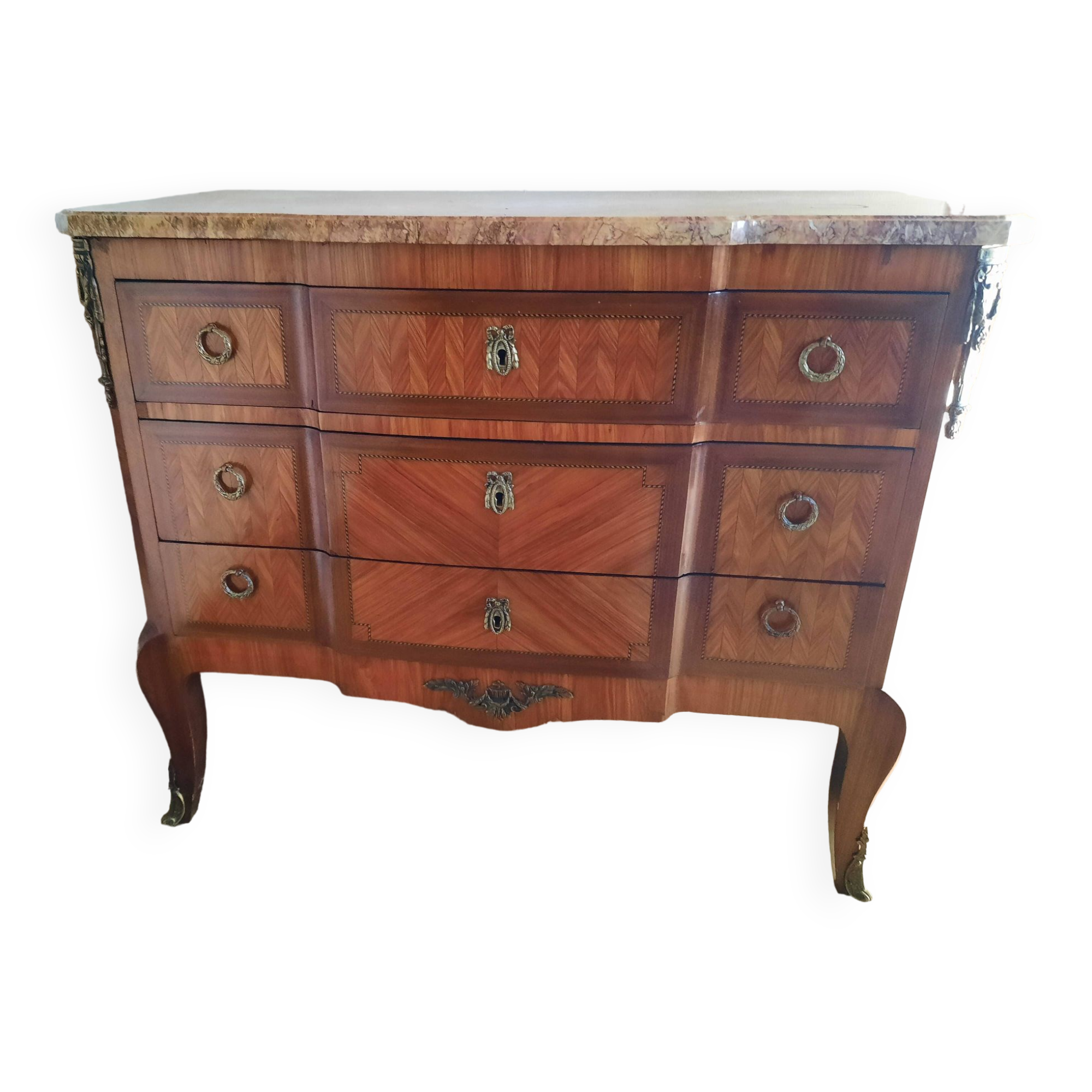 Louis XV-Louis XVI Transition style marquetry chest of drawers