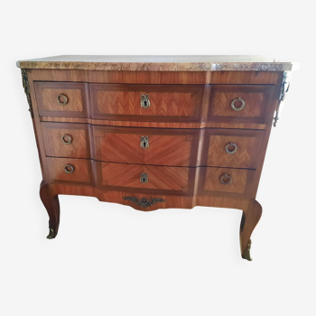 Louis XV-Louis XVI Transition style marquetry chest of drawers