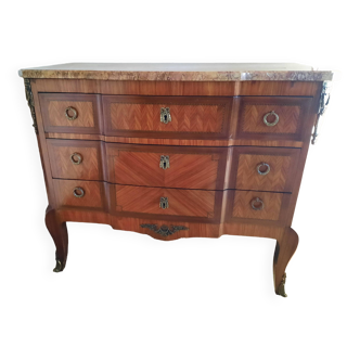 Louis XV-Louis XVI Transition style marquetry chest of drawers