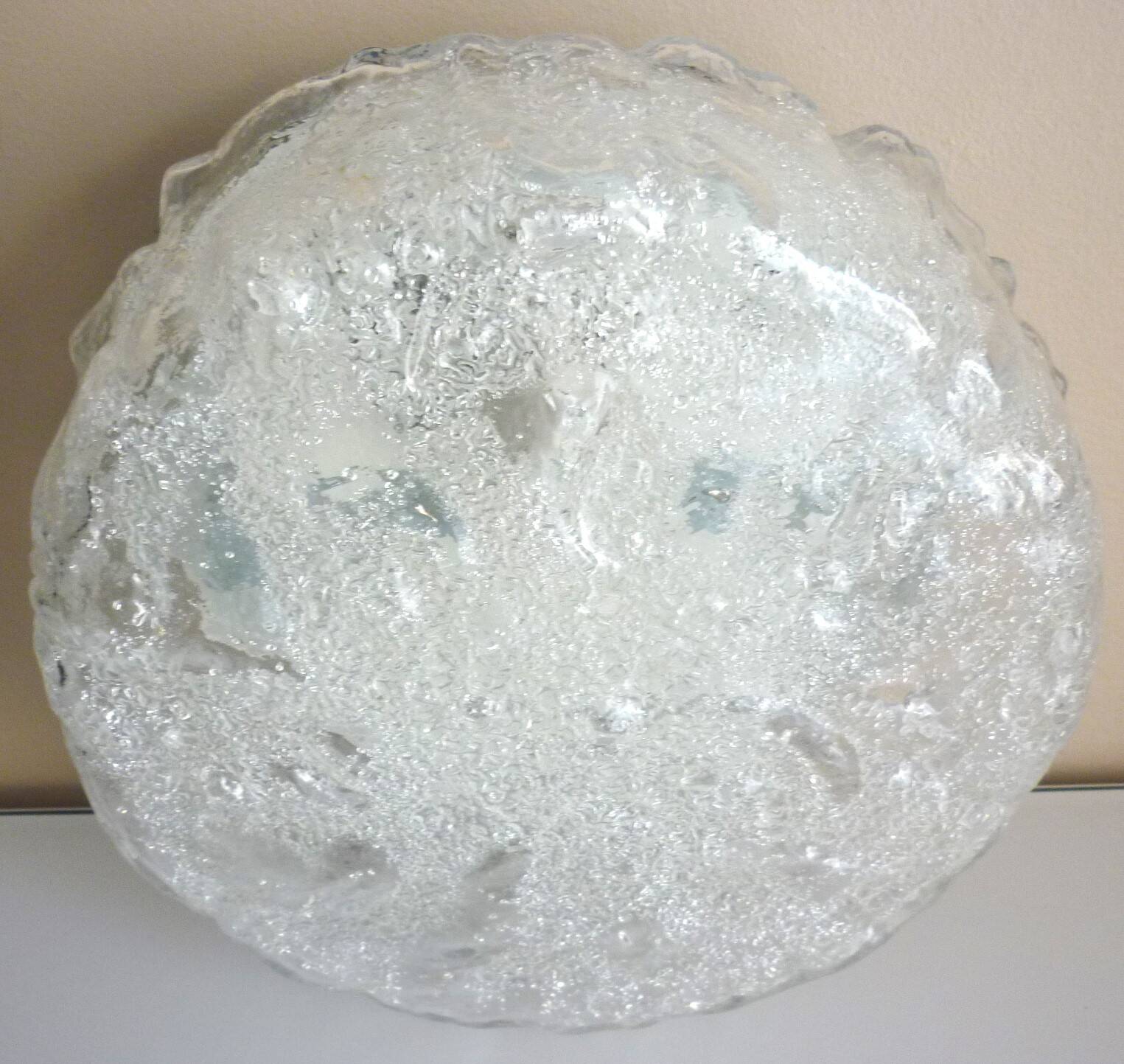 Applique, plafonnier, verre givré, glacé, design années 60/70, Limburg Glashütte