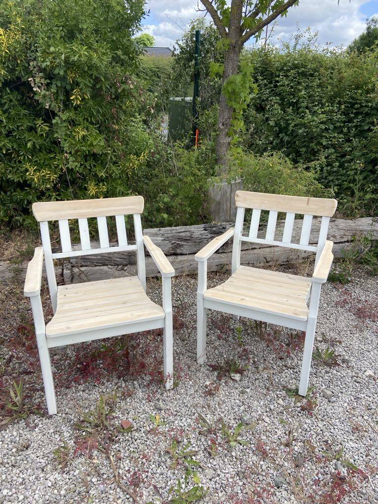 2 refurbished Ikea wooden armchairs
