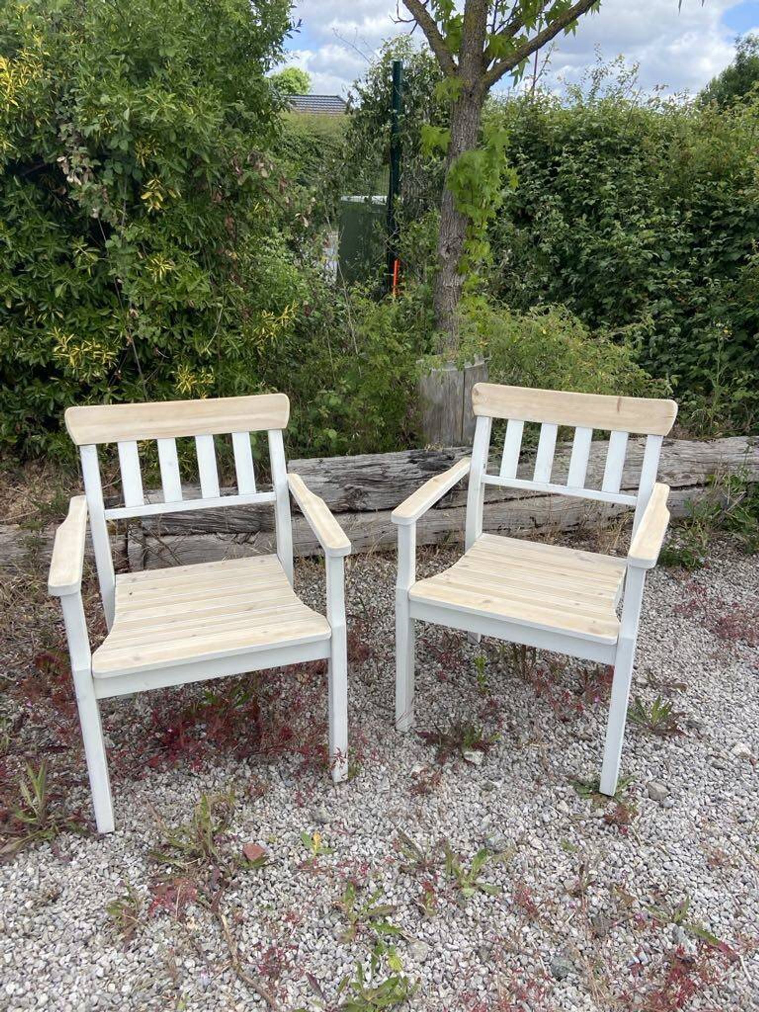 2 refurbished Ikea wooden armchairs