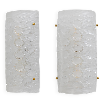 Pair of Modern Italian Murano Glass Textured Wall Sconces