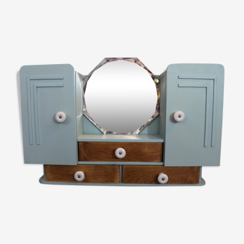 Green vintage toilet cabinet and wood