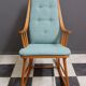 Mid century wooden rocking chair with blue upholstery  1960s