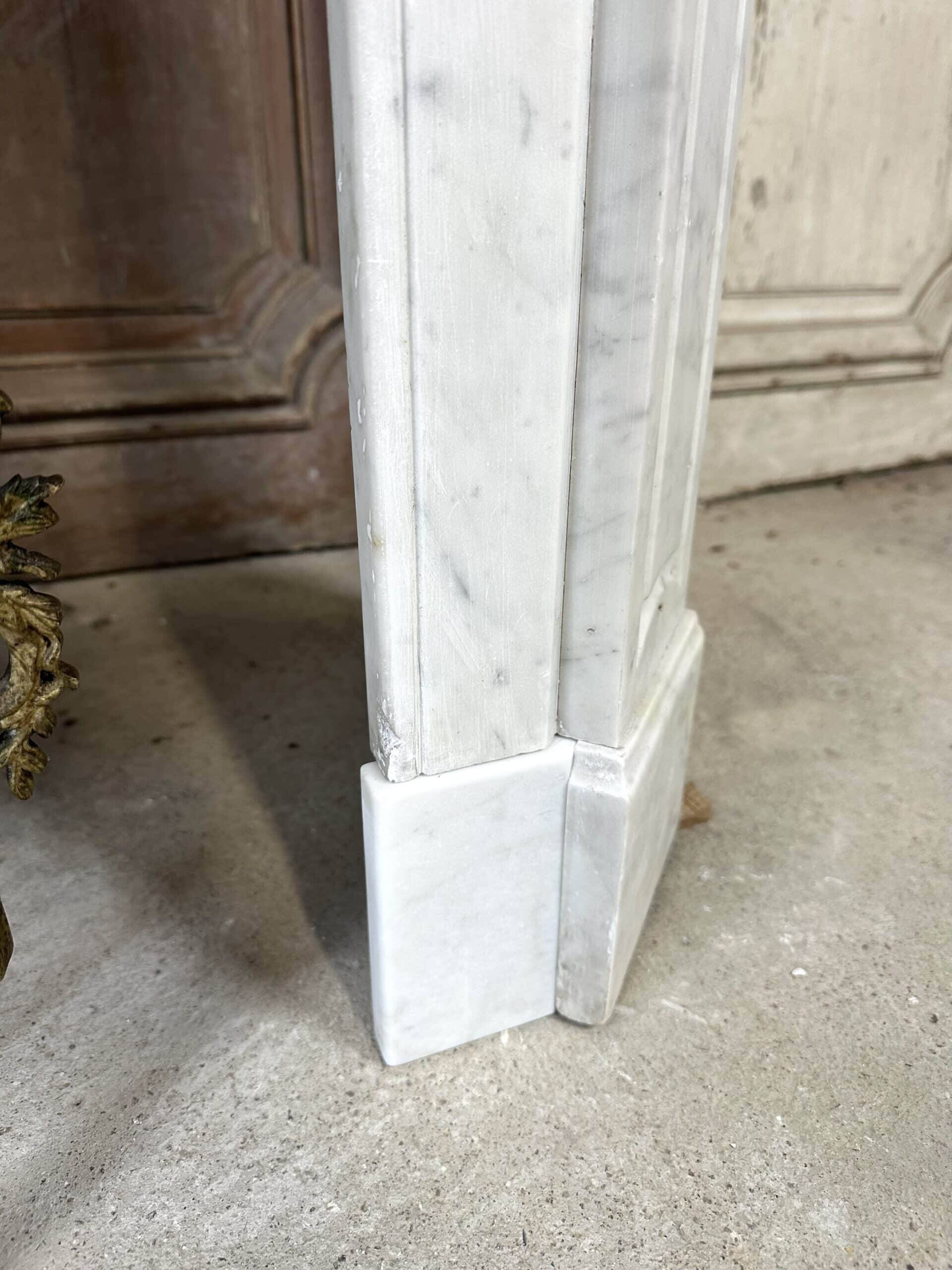 Louis XV style fireplace in white marble circa 1900